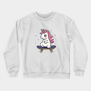 Cute Unicorn On A Skateboard Design Crewneck Sweatshirt